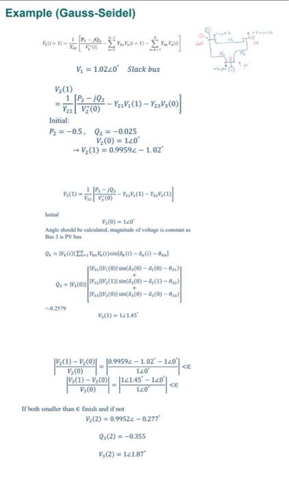 Solved power flow using gauss seideli have this example in | Chegg.com