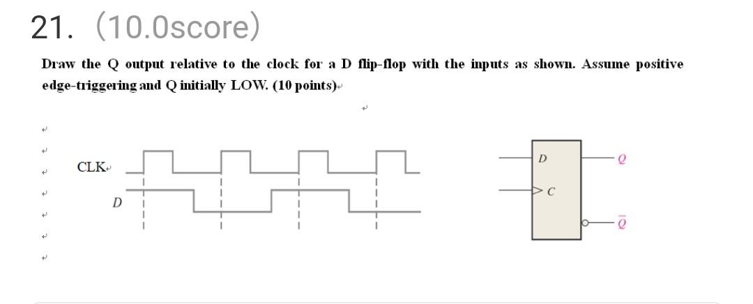 Solved Draw the Q output relative to the clock for a D | Chegg.com