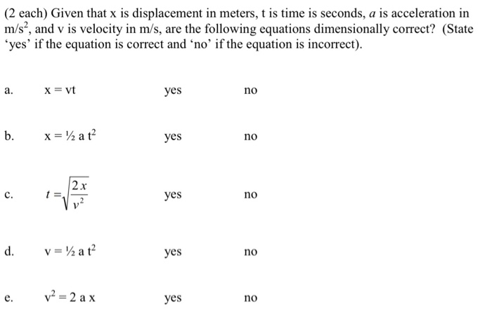 Solved 2 Each Given That X Is Displacement In Meters T Chegg Com