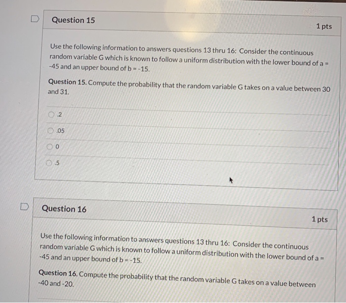 Solved Question 15 1 pts Use the following information to | Chegg.com