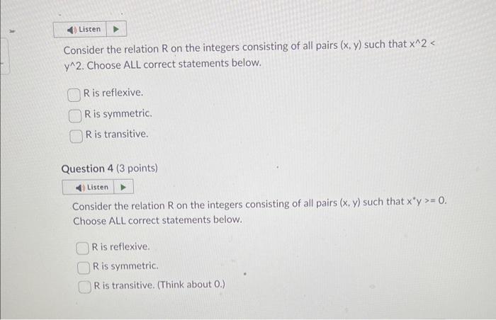 Solved Consider The Relation R On The Integers Consisting Of | Chegg.com