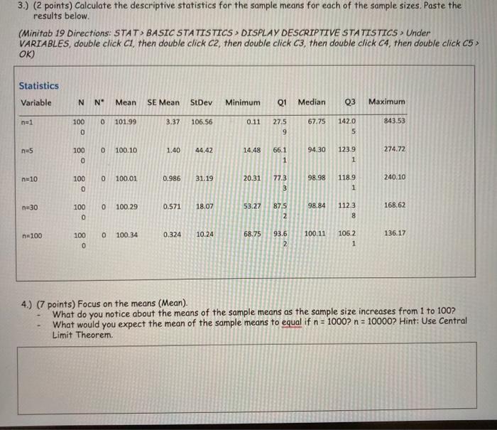 Solved Open the Minitab file CLTfor Means.MPJ. Consider the | Chegg.com