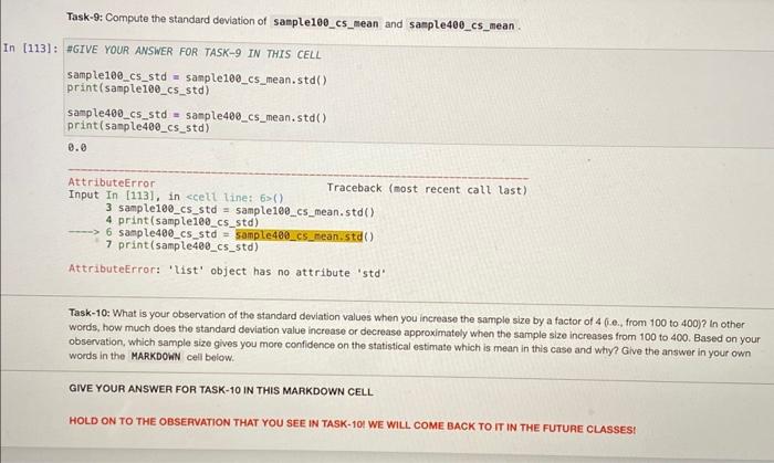 Solved Task-9: Compute the standard deviation of | Chegg.com