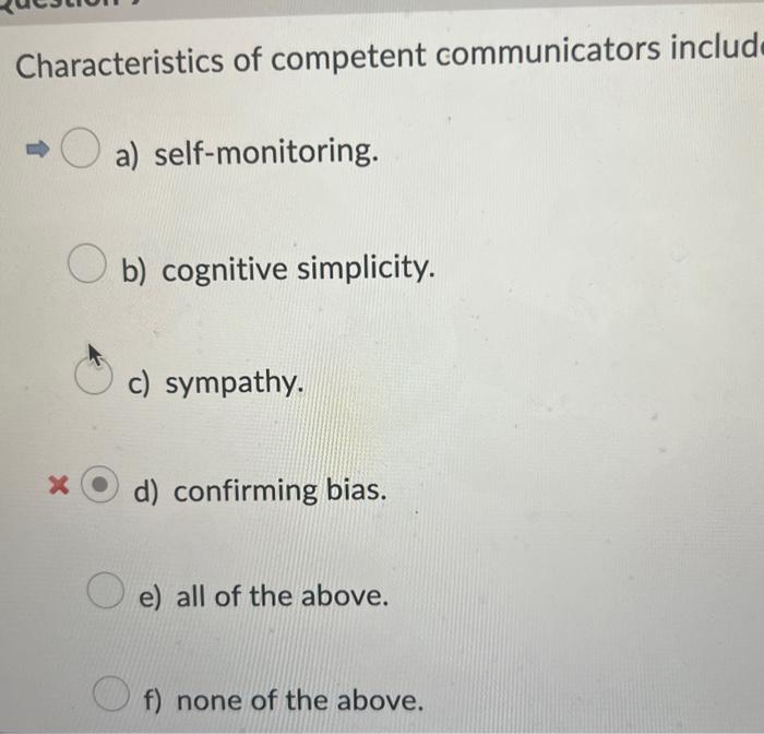 Characteristics of competent communicators includ a) | Chegg.com