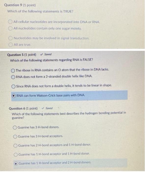 Solved Question 9 (1 point) Which of the following