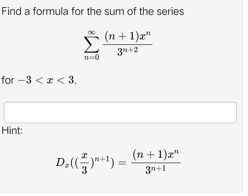 Solved Find A Formula For The Sum Of The Series Chegg