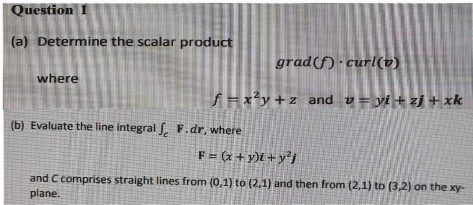 Solved Question 1 (a) Determine the scalar product grad(s) : | Chegg.com