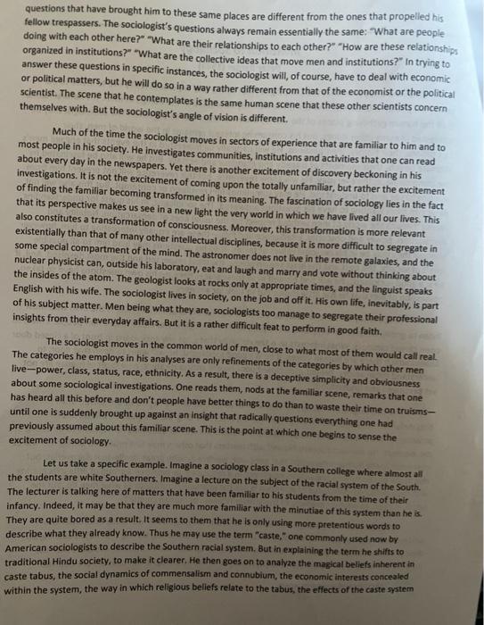 Solved 1. What is the sociological perspective, according to