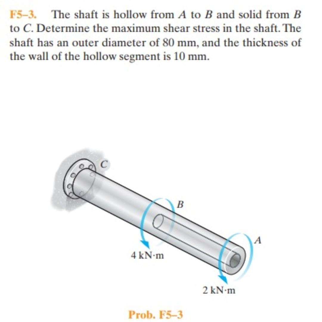 Solved F5-3. The Shaft Is Hollow From A To B And Solid From | Chegg.com