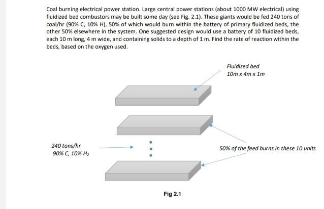 Coal burning electrical power station. Large central power stations (about 1000 MW electrical) using
fluidized bed combustors