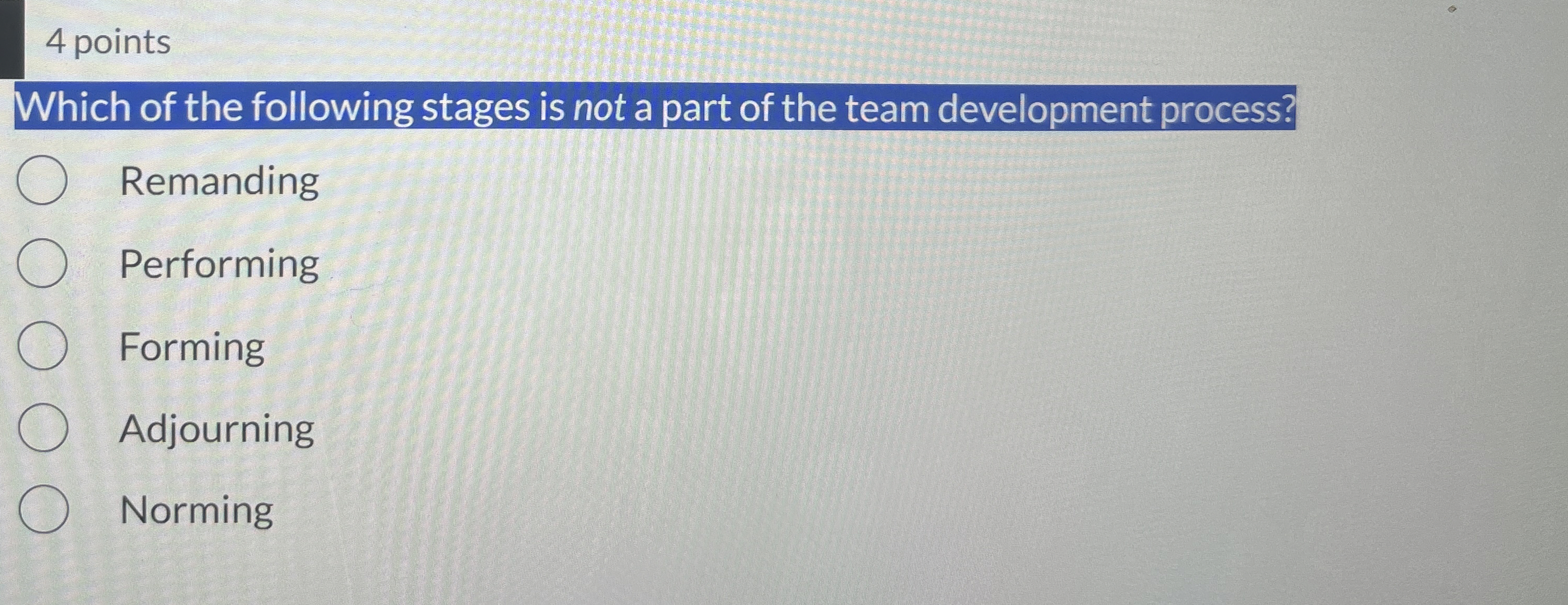 Solved 4 ﻿pointsWhich of the following stages is not a part | Chegg.com
