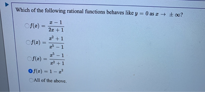 Solved Which Of The Following Rational Functions Behaves | Chegg.com Solved Which Of The Following Rational Functions Behaves | Chegg.com