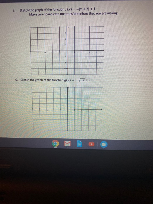 Solved 5. Sketch the graph of the function f(x)=-|+2+1 Make | Chegg.com