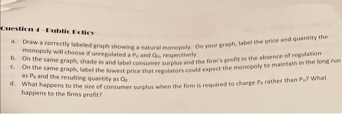 Solved Question 4 Public Policy A Draw A Correctly Chegg Com