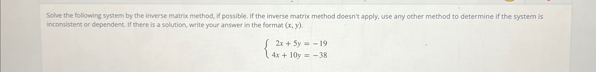 Solved Solve the following system by the inverse matrix | Chegg.com