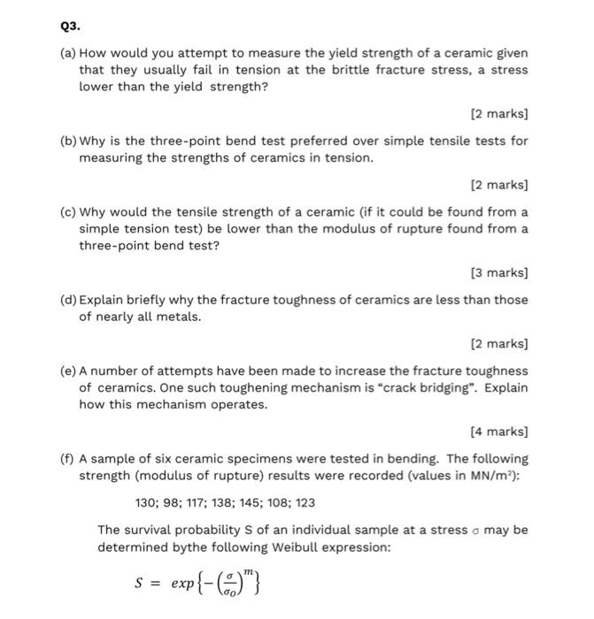 Solved Q3. (a) How would you attempt to measure the yield | Chegg.com