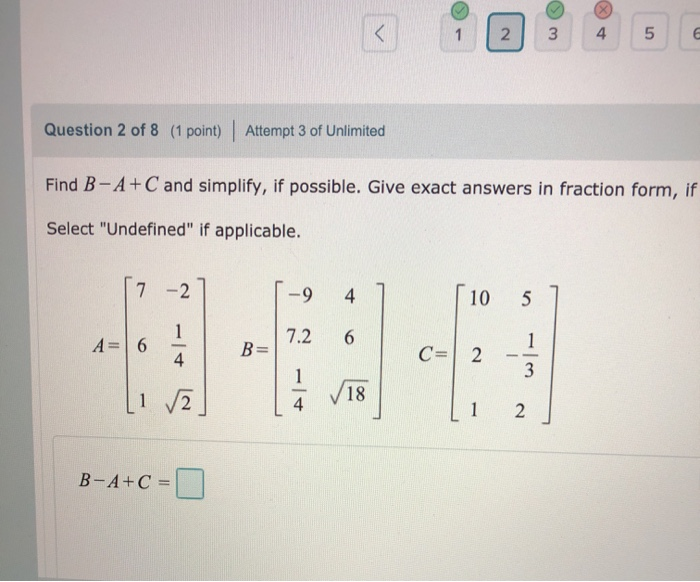 Solved ~ 4 1 2 3 5 6 Question 2 Of 8 (1 Point) Attempt 3 Of | Chegg.com