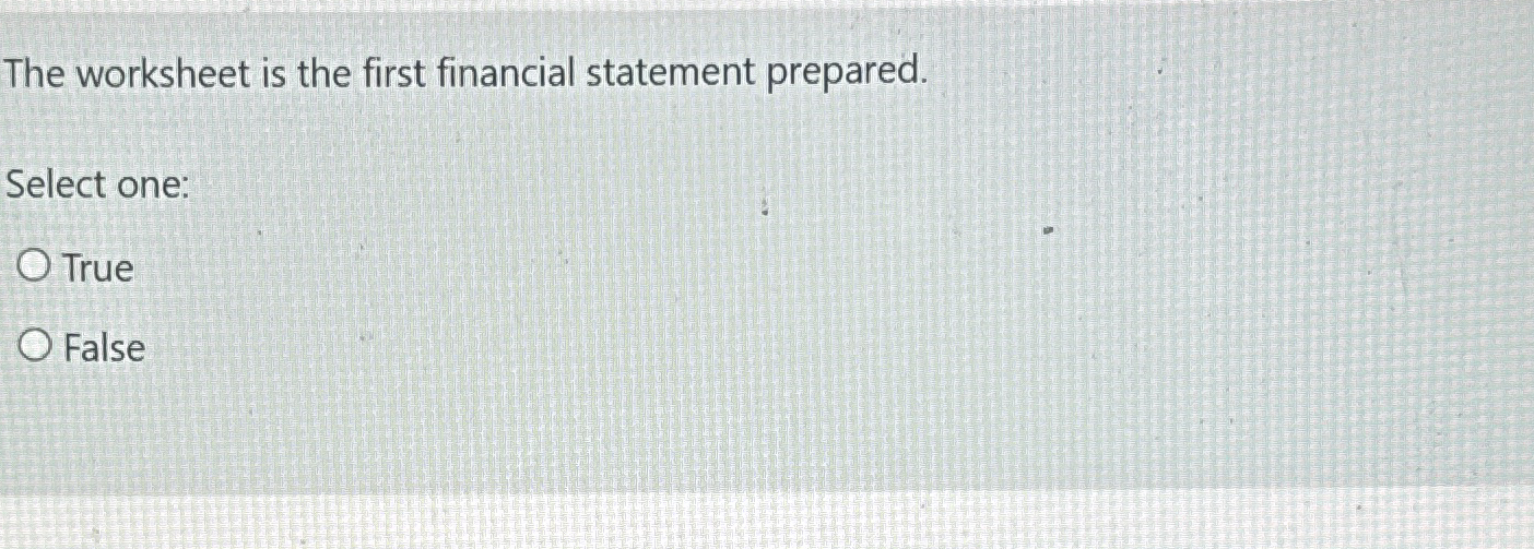 Solved The worksheet is the first financial statement | Chegg.com