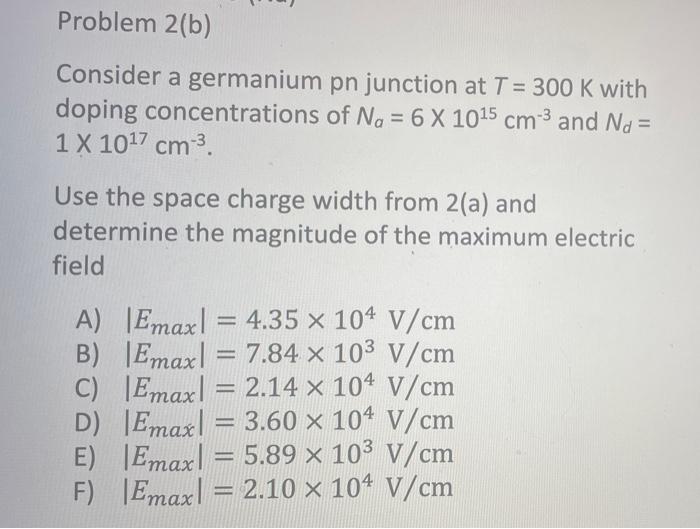 Solved Consider a germanium pn junction at T=300 K with | Chegg.com