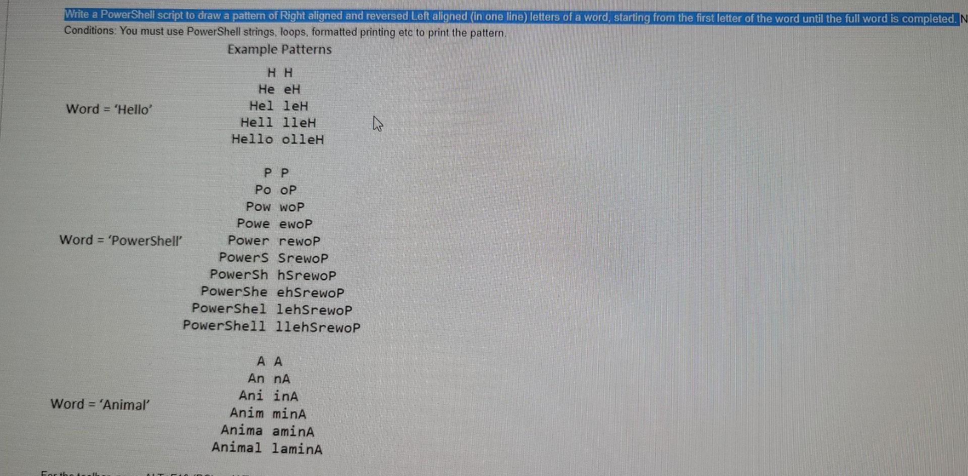 Solved Write a PowerShell script to draw a pattern of Right