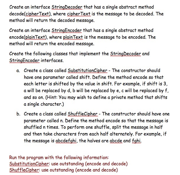 Solved Create an interface String Decoder that has a single