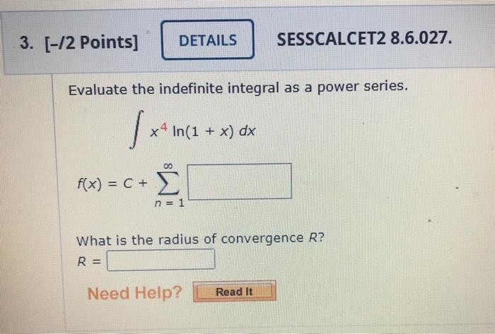 Solved 3 12 Points Details Sesscalcet2 8 6 027 Evalu Chegg Com
