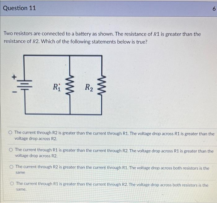 Solved Two Resistors Are Connected To A Battery As Shown. | Chegg.com