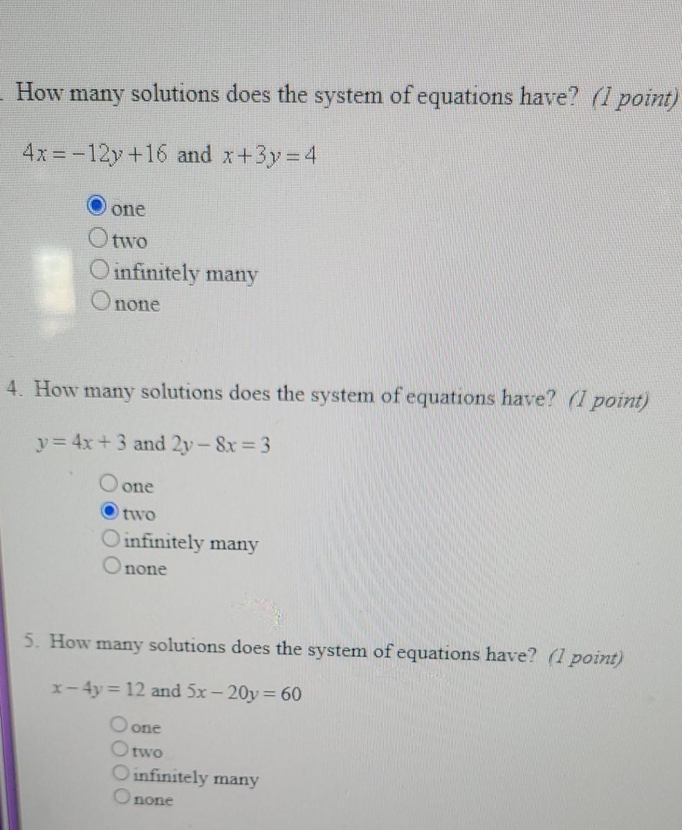 Solved How many solutions does the system of equations have? | Chegg.com