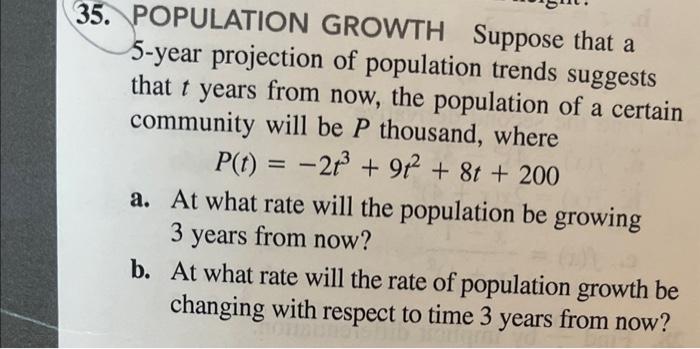 Solved POPULATION GROWTH Suppose that a 5 -year projection | Chegg.com