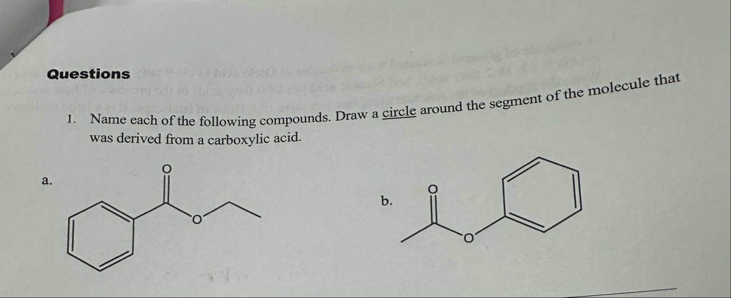 Solved QuestionsName each of the following compounds. Draw a | Chegg.com
