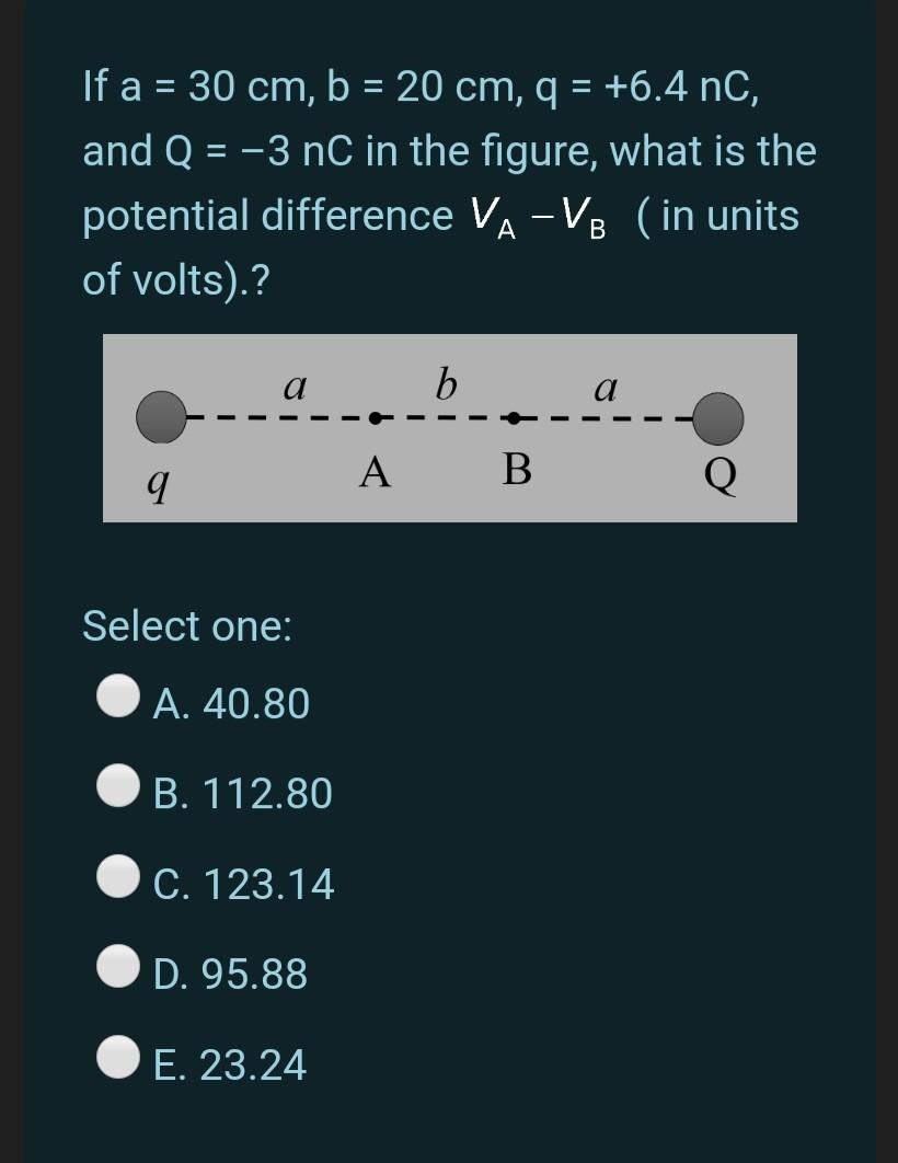 Solved If A 30 Cm B 20 Cm Q 6 4 Nc And Q 3 N Chegg Com