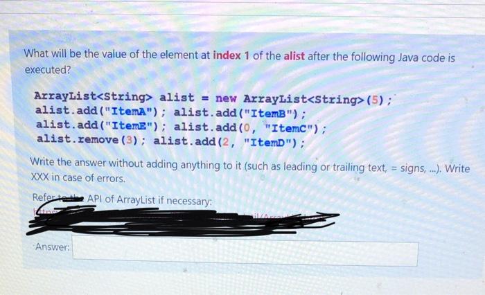 Solved What will be the value of the element at index 1 of | Chegg.com