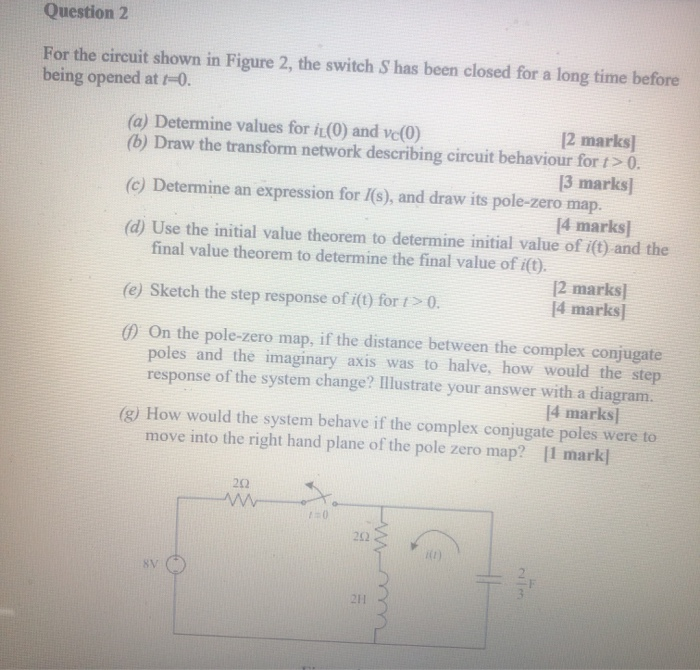 Solved Question 2 For the circuit shown in Figure 2, the | Chegg.com