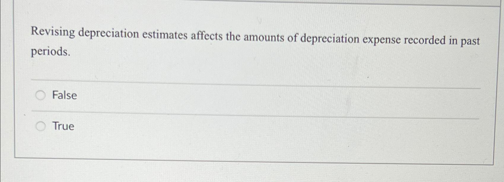Solved Revising depreciation estimates affects the amounts | Chegg.com