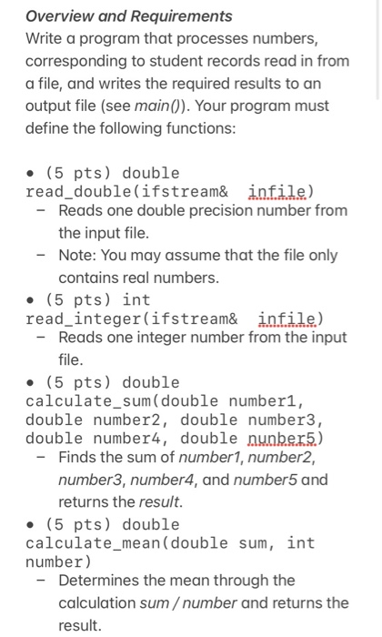 Solved Overview and Requirements Write a program that | Chegg.com