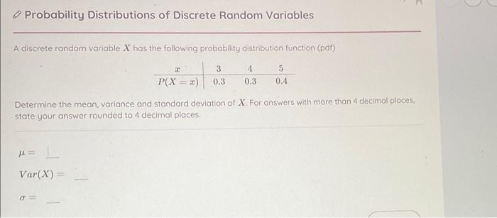 Solved Probability Distributions of Discrete Random | Chegg.com