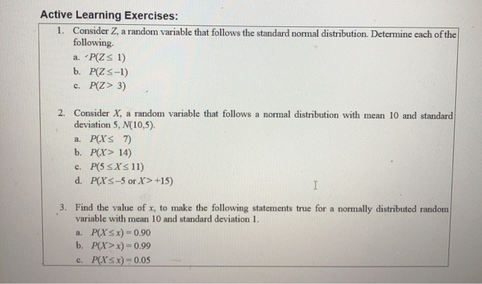 Solved Active Learning Exercises: 1. Consider Z, a random | Chegg.com