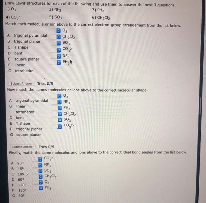 Solved Draw Lewis Structures For Each Of The Following An Chegg Com