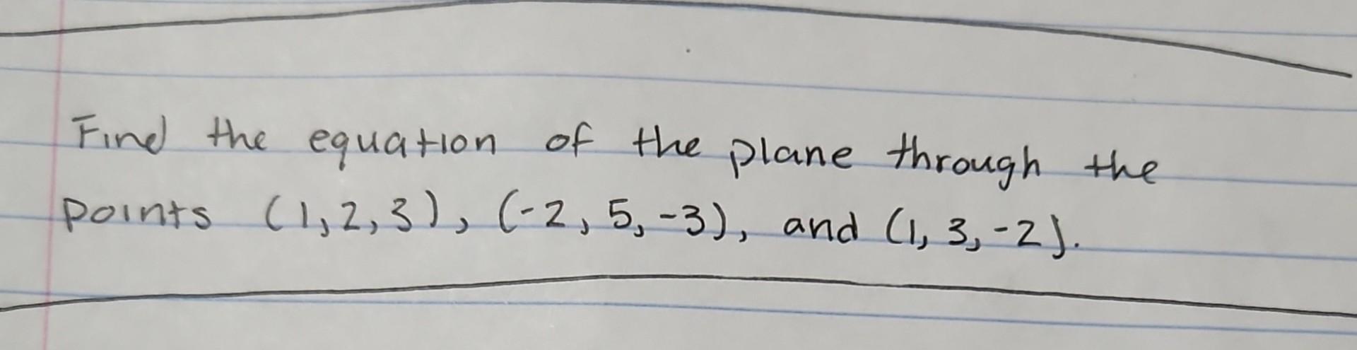 Solved Find The Equation Of The Plane Through The Points | Chegg.com