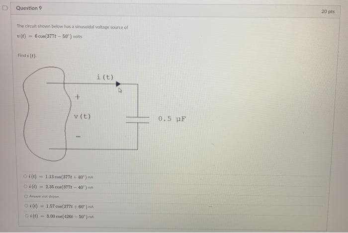 Solved Question 9 20 pts The circuit shown below has a | Chegg.com