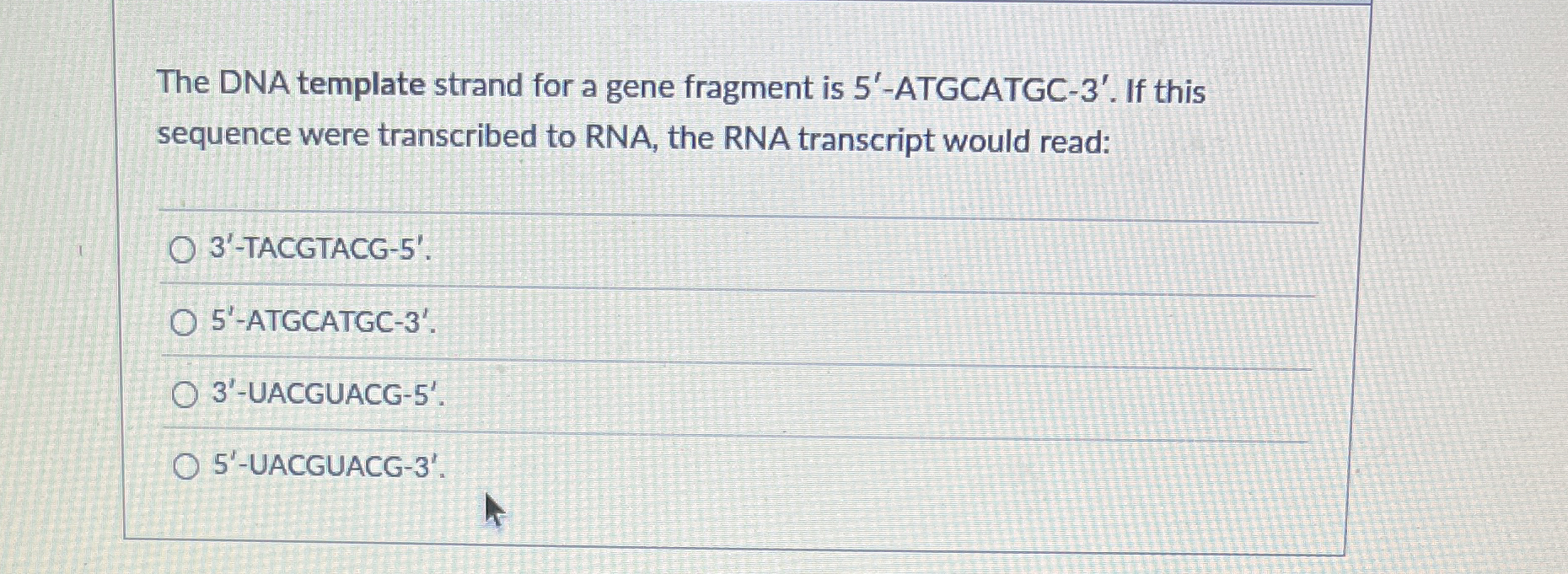 Solved The DNA template strand for a gene fragment is | Chegg.com