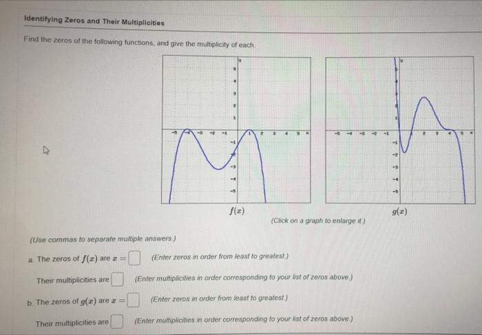 Solved Identifying Zeros and Their Multiplicities Find the | Chegg.com
