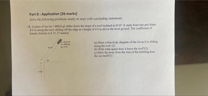 Solved Part D Application Marks Solve The Following Chegg Com