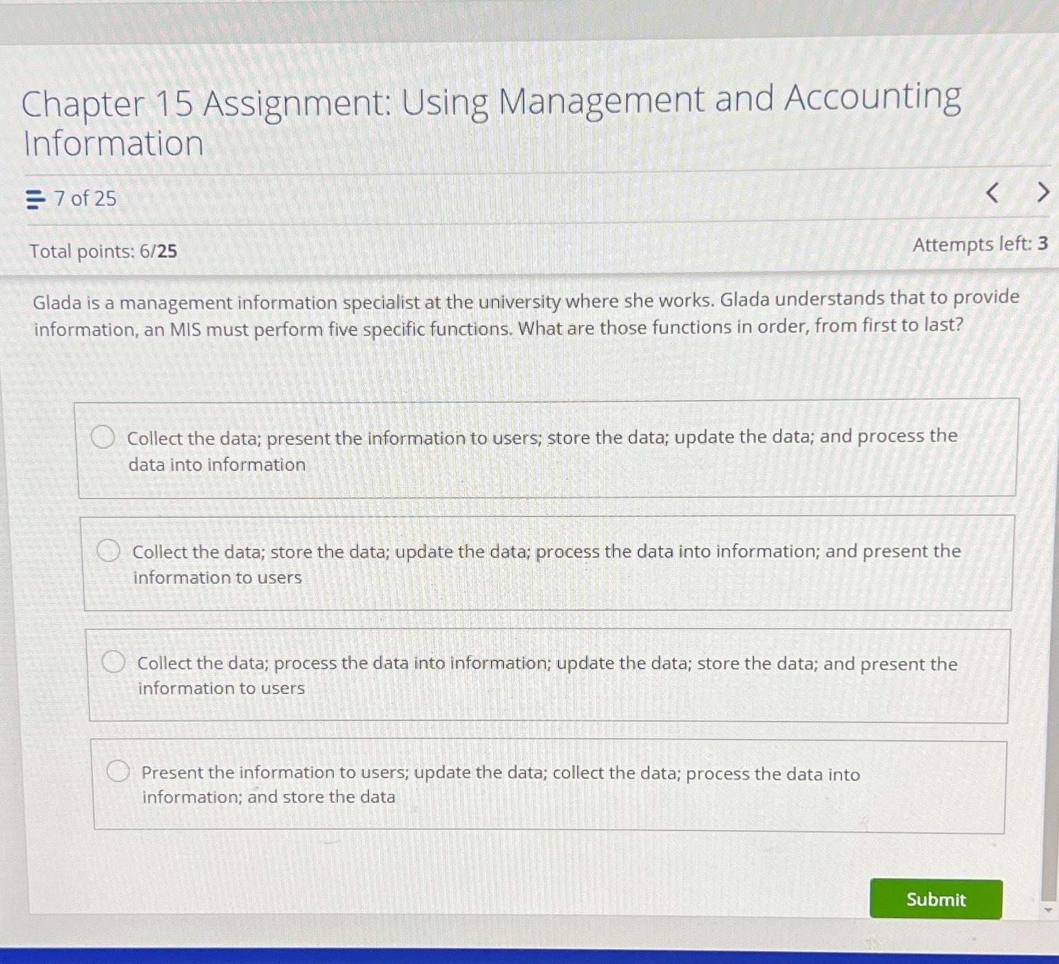 chapter 15 assignment using management and accounting information