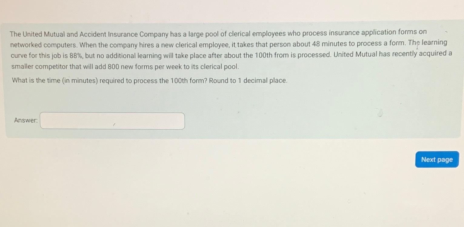Solved The United Mutual and Accident Insurance Company has | Chegg.com
