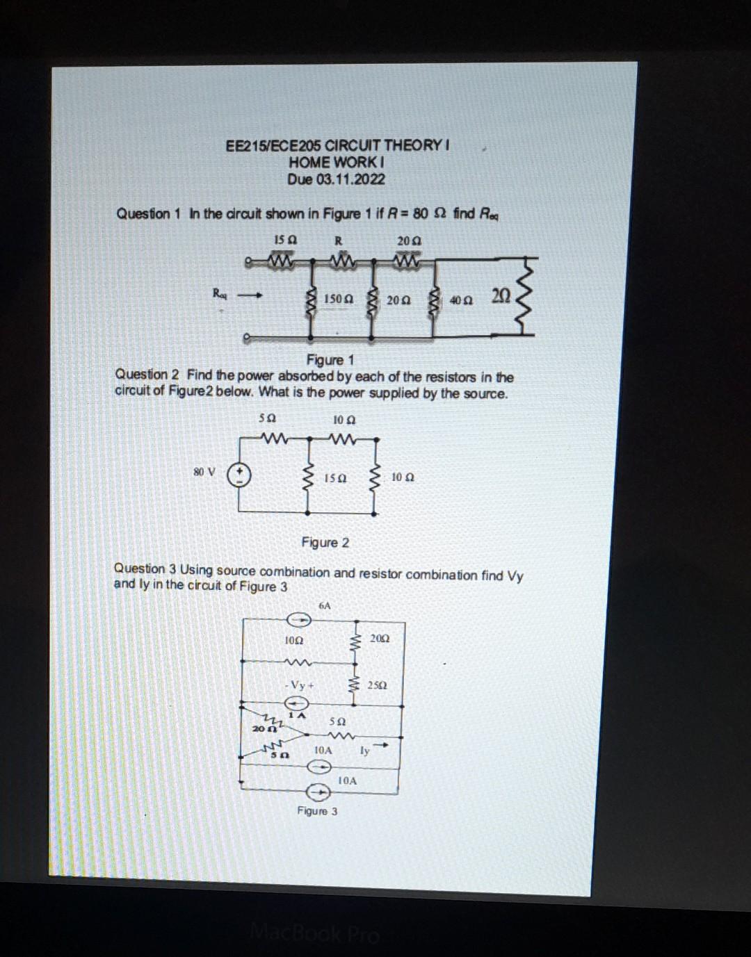 Solved Quesfion 1 In the circuit shown in Figure 1 if R=80Ω | Chegg.com