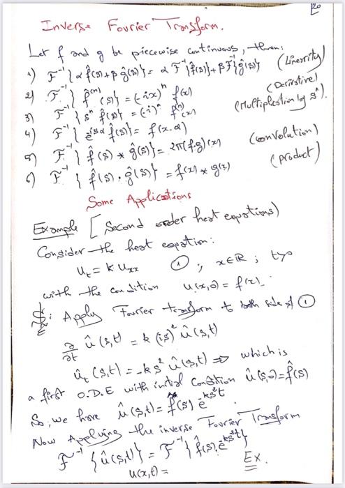 Solved Forrier Transform Q1 Consider The Heat Equation U Chegg Com