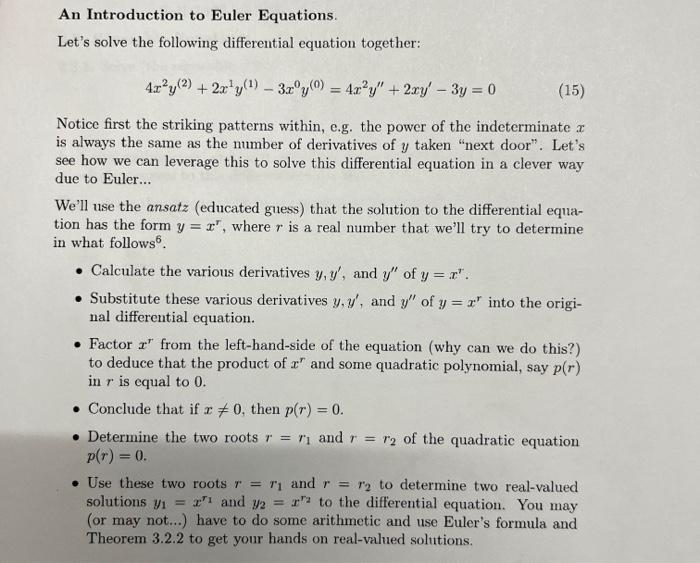 Solved An Introduction To Euler Equations. Let's Solve The | Chegg.com