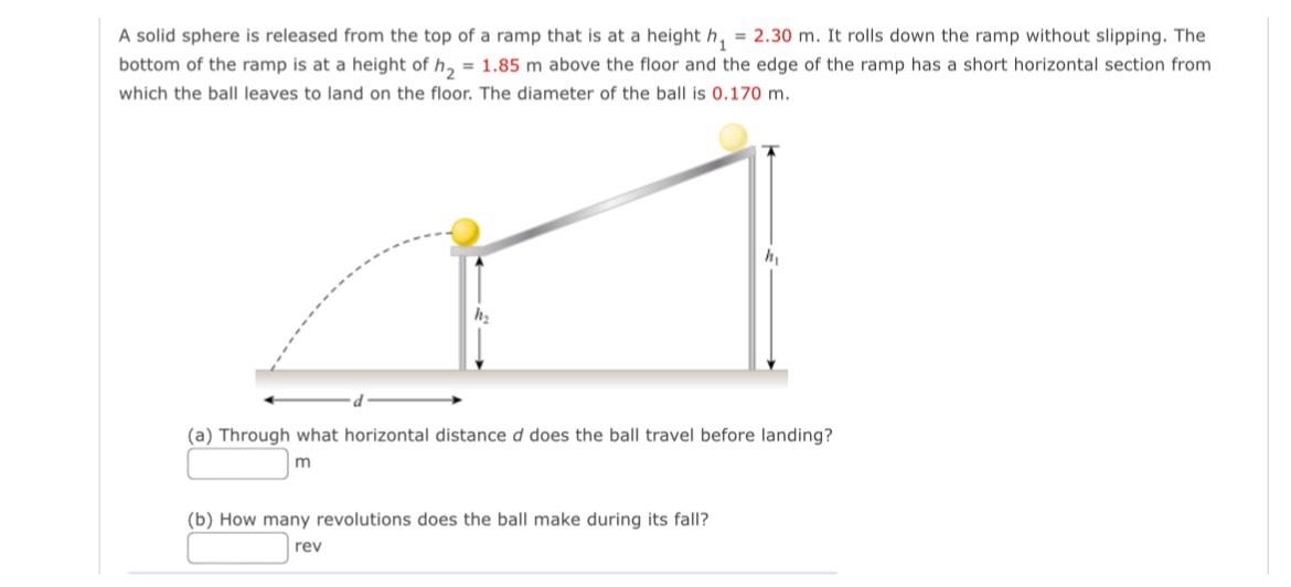 Solved A solid sphere is released from the top of a ramp | Chegg.com