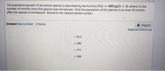 Solved The population growth of an animal species is | Chegg.com